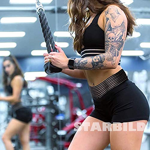 STARBILD Shorts Pantalones Cortos Deportivos Cintura Alta Elástica para Push UP Control de Barriga para Mujer Yoga Diario Correr Fitness Negro XL