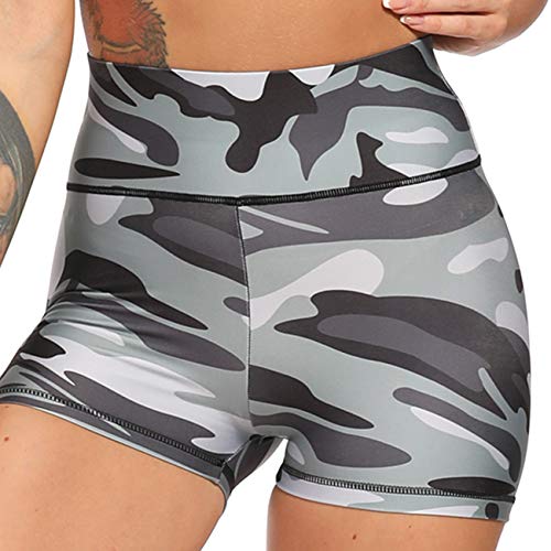 STARBILD Shorts Pantalones Deportes Cortos de Fitness Mallas para Mujer Elástico de Alta Cintura para Correr Gimnasio Gym #4 Pattern Classic-Camuflaje Verde M