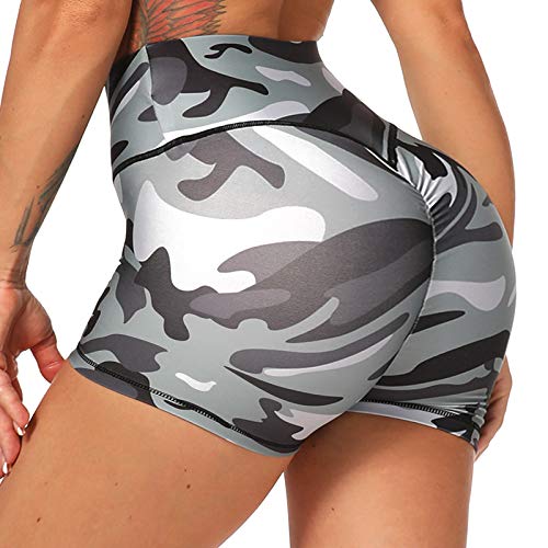 STARBILD Shorts Pantalones Deportes Cortos de Fitness Mallas para Mujer Elástico de Alta Cintura para Correr Gimnasio Gym #4 Pattern Classic-Camuflaje Verde M