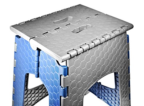 STARK Taburete Plegable Multiusos/Escalón con Mango, hasta 120 kg, Altura 44 cm en Gris-Azul para Cocina, baño, jardín STARK Taburete Plegable Multiusos/Escalón con Mango, hasta 120 kg, Altura 44 cm en Gris-Azul para Cocina, baño, jardín