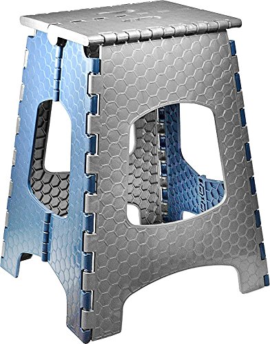 STARK Taburete Plegable Multiusos/Escalón con Mango, hasta 120 kg, Altura 44 cm en Gris-Azul para Cocina, baño, jardín STARK Taburete Plegable Multiusos/Escalón con Mango, hasta 120 kg, Altura 44 cm en Gris-Azul para Cocina, baño, jardín