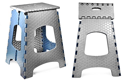 STARK Taburete Plegable Multiusos/Escalón con Mango, hasta 120 kg, Altura 44 cm en Gris-Azul para Cocina, baño, jardín STARK Taburete Plegable Multiusos/Escalón con Mango, hasta 120 kg, Altura 44 cm en Gris-Azul para Cocina, baño, jardín