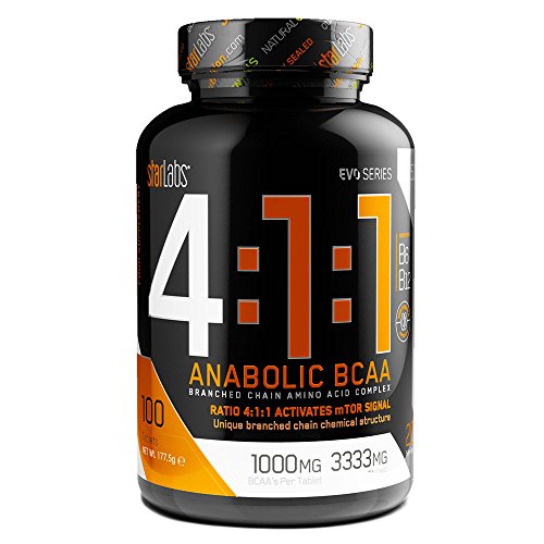 StarLabs Nutrition - 4:1:1 Anabolic BCAA - Aminoácidos ramificados - 100 capsulas