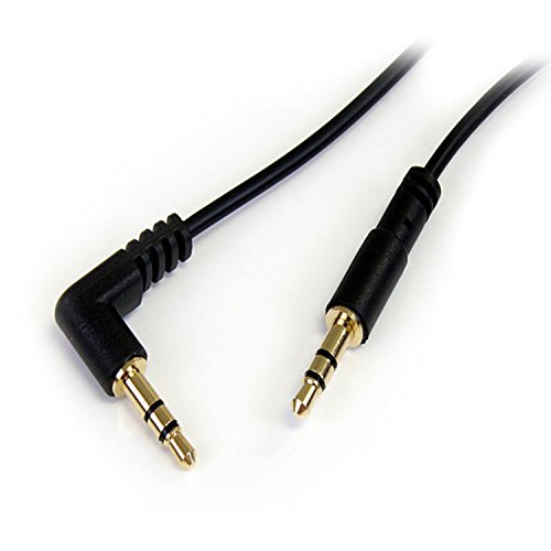 StarTech MU1MMSRA - Cable Delgado de Audio estéreo, 3.5 mm, 30 cm, acodado con ángulo Recto