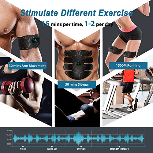 STARTOGOO Electroestimulador Muscular Abdominales Cinturón EMS Estimulador Muscular Abdominal con Abs Trainer USB Recargable para Trainer para Gimnasio en Fitness, Hombres y Mujeres TM08