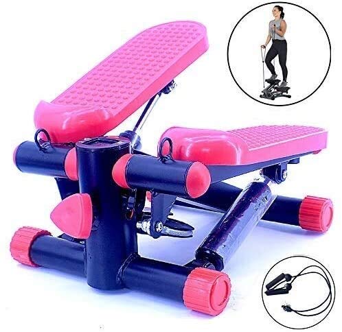 Stepper Cardio Fitness Twister portátil cubierta paso a paso aeróbico multi-función de aptitud escalera paso a paso con las bandas elásticas ajustables de ejercicio físico for el hogar, oficina