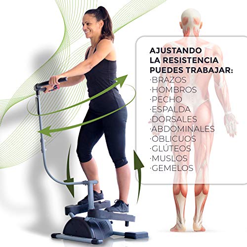 Stepper Fitness Cardio Twister. Ejercita Glúteos, Piernas, Cintura, Abdominales y Brazos. Pantalla Digital de Control.