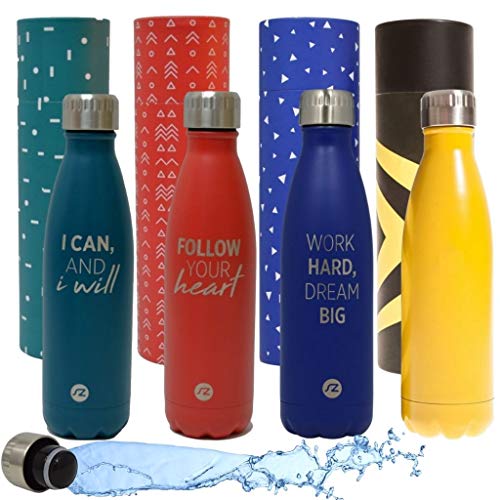 Sternitz Botella de Agua Hydra Acero Inoxidable con Aislamiento al vacio. Mantiene Tus Bebidas frías por 24 Horas y Calientes por 12 Horas. Water Bottle (Coral)