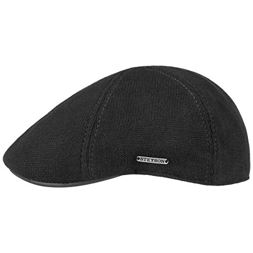 Stetson Gorra Muskegon Gatsby - Gorra de Hombre con Visera - Gorra de Punto con Visera de Cuero - Gorra Plana de otoño/Invierno Negro L (58-59 cm)