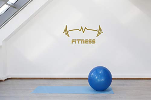 StickerDeen | Mancuernas de fitness en forma de latido para ejercicio, músculo, motivación, gimnasio, decoración de paredes, vinilo removible y adhesivo de regalo | (grande), dorado