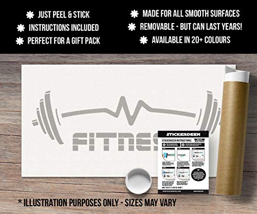 StickerDeen | Mancuernas de fitness en forma de latido para ejercicio, músculo, motivación, gimnasio, decoración de paredes, vinilo removible y adhesivo de regalo | (grande), dorado