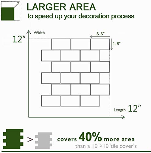 STICKGOO Pegatinas de Baldosas Engrosadas, Azulejos Adhesivos 3D Pegatinas de Azulejos Auto-Adhesivo, Vinilos Azulejos Decorativo Impermeable para Cocina y Baño, 30.5cm*30.5cm (Blanco-10 Piezas)