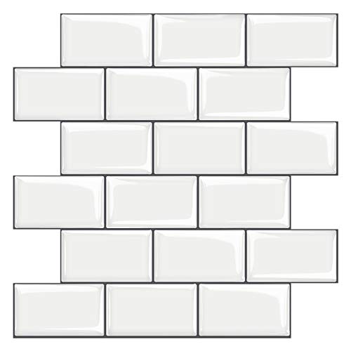 STICKGOO Pegatinas de Baldosas Engrosadas, Azulejos Adhesivos 3D Pegatinas de Azulejos Auto-Adhesivo, Vinilos Azulejos Decorativo Impermeable para Cocina y Baño, 30.5cm*30.5cm (Blanco-10 Piezas) STICKGOO Pegatinas de Baldosas Engrosadas, Azulejos Adhesivos 3D Pegatinas de Azulejos Auto-Adhesivo, Vinilos Azulejos Decorativo Impermeable para Cocina y Baño, 30.5cm*30.5cm (Blanco-10 Piezas)