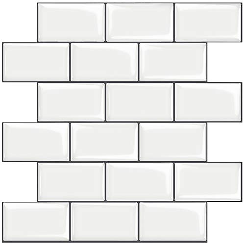 STICKGOO Pegatinas de Baldosas Engrosadas, Azulejos Adhesivos 3D Pegatinas de Azulejos Auto-Adhesivo, Vinilos Azulejos Decorativo Impermeable para Cocina y Baño, 30.5cm*30.5cm (Blanco-10 Piezas) STICKGOO Pegatinas de Baldosas Engrosadas, Azulejos Adhesivos 3D Pegatinas de Azulejos Auto-Adhesivo, Vinilos Azulejos Decorativo Impermeable para Cocina y Baño, 30.5cm*30.5cm (Blanco-10 Piezas)