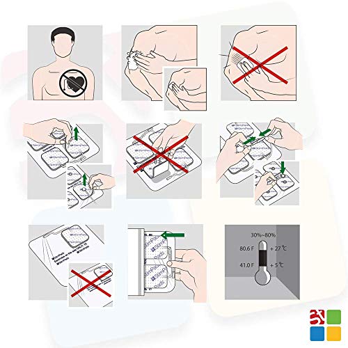 StimPads, 45X45mm, ECO-PACK de 12 unidades de alto rendimiento, electrodos TENS - EMS de larga duración con conector universal tipo snap de 3.5mm