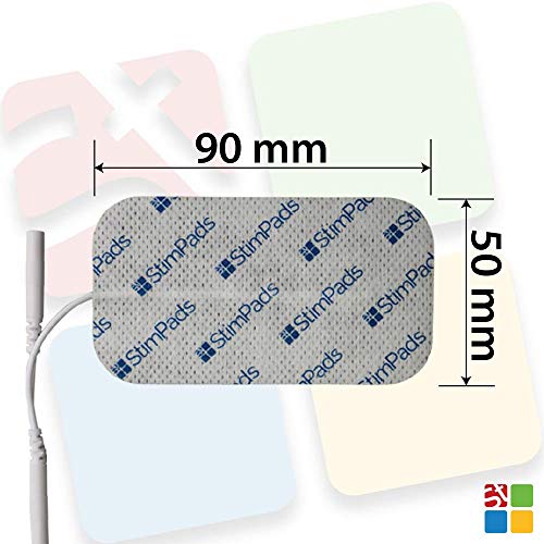 StimPads, 50X90mm, Pack de 4 Unidades de Alto Rendimiento, electrodos TENS - EMS de Larga duración con Conector Universal Tipo Pin de 2mm StimPads, 50X90mm, Pack de 4 Unidades de Alto Rendimiento, electrodos TENS - EMS de Larga duración con Conector Universal Tipo Pin de 2mm