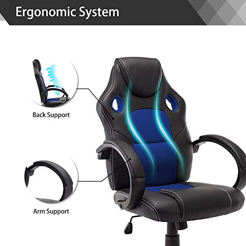 STmeng Sillas de Oficina, Computadora Ergonómico Silla de Oficina con Brazos, Ajustable Giratorio Oficina Esencial Silla (Azul) STmeng Sillas de Oficina, Computadora Ergonómico Silla de Oficina con Brazos, Ajustable Giratorio Oficina Esencial Silla (Azul)
