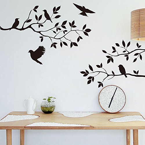 Stonges Ramas de los árboles Aves Etiqueta de La Pared Dormitorio de Vinilo Removible Sala de estar Art Mural Negro Tatuajes de Pared decoración