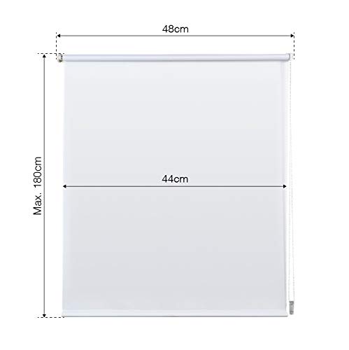 STORESDECO Estor Enrollable traslúcido EasyFix, fácil instalación sin taladrar, Ideal para Ventanas abatibles (45 cm x 180 cm, Blanco)