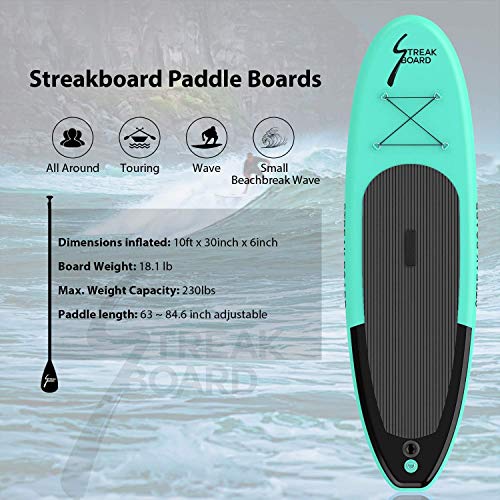 streakboard Tabla Hinchable, Stand-up Paddle Surf de Sup, Grosor hasta 15cm,Cubierta Antideslizante, Incluida Mochila, Correa, Remo y Bomba de Mano, Carga hasta 130kg, para Todos los Niveles… (Verde) streakboard Tabla Hinchable, Stand-up Paddle Surf de Sup, Grosor hasta 15cm,Cubierta Antideslizante, Incluida Mochila, Correa, Remo y Bomba de Mano, Carga hasta 130kg, para Todos los Niveles… (Verde)