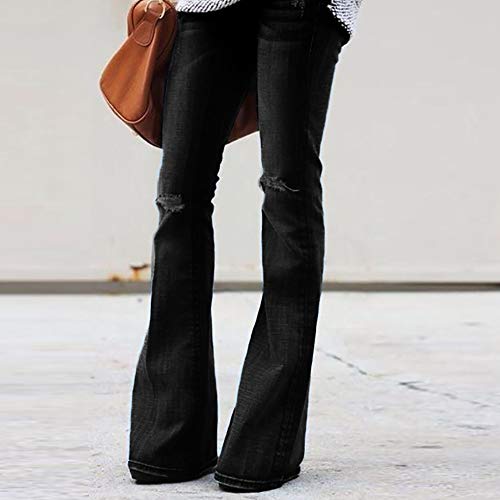 STRIR Mujer Vaqueros Acampanados Pantalones Largos Elástico Cintura Alta Retro Flared Jeans (XXL, Negro) STRIR Mujer Vaqueros Acampanados Pantalones Largos Elástico Cintura Alta Retro Flared Jeans (XXL, Negro)