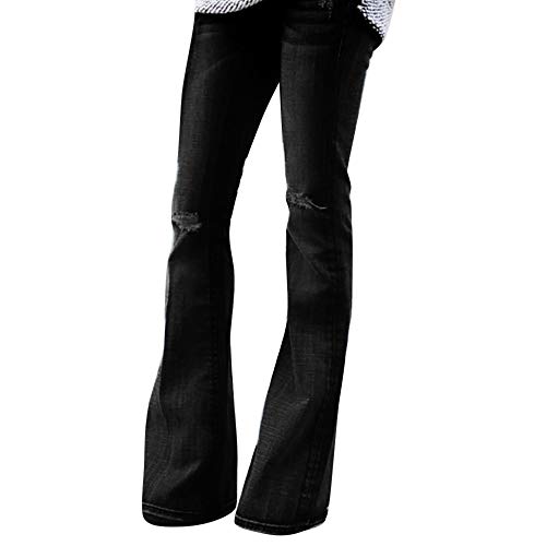 STRIR Mujer Vaqueros Acampanados Pantalones Largos Elástico Cintura Alta Retro Flared Jeans (XXL, Negro) STRIR Mujer Vaqueros Acampanados Pantalones Largos Elástico Cintura Alta Retro Flared Jeans (XXL, Negro)