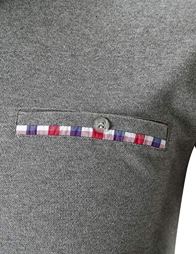 STTLZMC Casual Polo Hombre Mangas Largas Camisetas Deporte Algodón Clásico Plaid Cuello,Gris,XX-Large STTLZMC Casual Polo Hombre Mangas Largas Camisetas Deporte Algodón Clásico Plaid Cuello,Gris,XX-Large