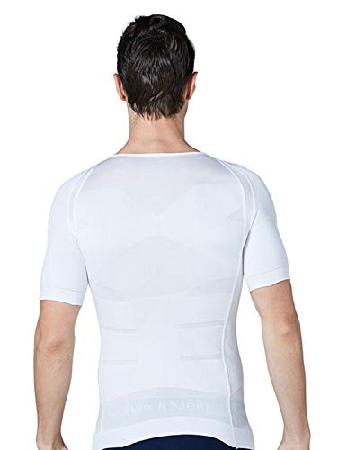 STTLZMC Faja Camiseta Hombre Deportiva Adelgazante Reductora Compresion Elástica de Ropa Interior,Blanco,L