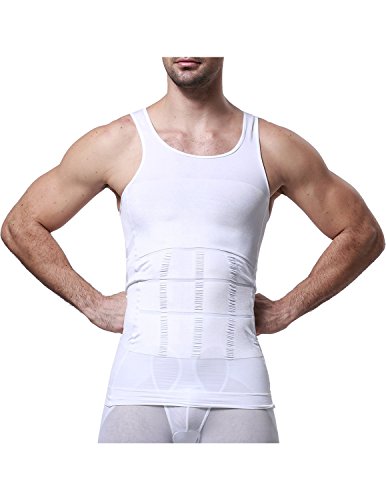 STTLZMC Faja Chaleco Hombre Adelgazante Reductora Compresion Elástica de Ropa Interior M-XXXL,Blanco,Small