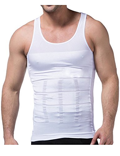 STTLZMC Faja Chaleco Hombre Adelgazante Reductora Compresion Elástica de Ropa Interior M-XXXL,Blanco,Small