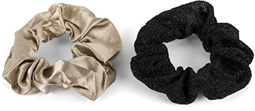 styleBREAKER Juego de corbatas para el pelo de 2 piezas, Brillante - Brillante, elástico, Scrunchy, goma de trenza, cinta para el pelo 04027031, color:Gris pardo-Negro styleBREAKER Juego de corbatas para el pelo de 2 piezas, Brillante - Brillante, elástico, Scrunchy, goma de trenza, cinta para el pelo 04027031, color:Gris pardo-Negro