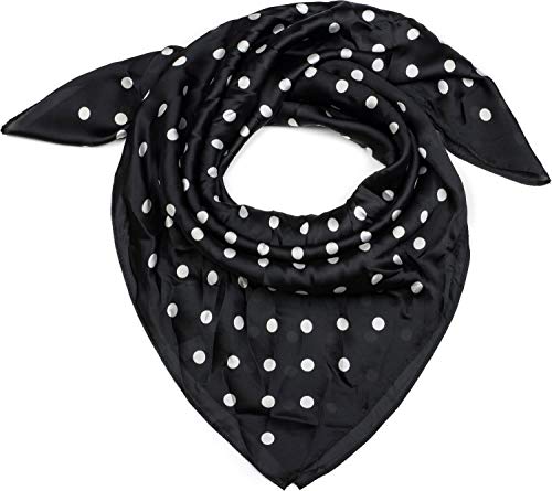 styleBREAKER pañuelo de mujer cuadrado con estampado de lunares, pañuelo para el cuello, pañuelo para la cabeza, bandana 01016171, color:Negro