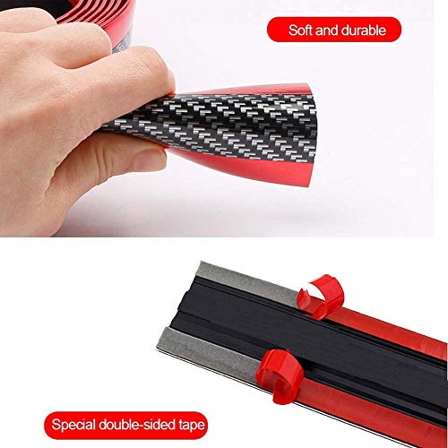 STYLINGCAR Protector de Parachoques para umbral de Puerta de Coche Fibra de Carbono Universal (Rojo, 5cm)