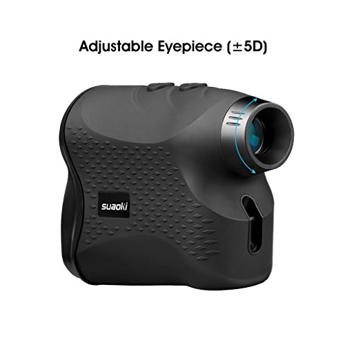 SUAOKI - 600m Telémetro de Golf, Telémetro Prismático Profesional Monocular Medidor de Distancia Larga, 6X Aumento,con Bloqueo de bandera, Distancia, Medición de Velocidad, Negro