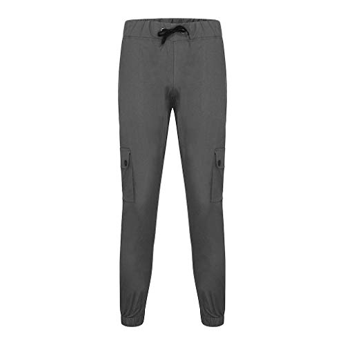 Subfamily Pantalones de Herramientas Deportivas Casuales Multibolsillos de Color Liso para Hombre Azul Marino Pocket Overol Casual Pocket Sport Work Pantalones de Pantalón Casuales Gris Oscuro XXL