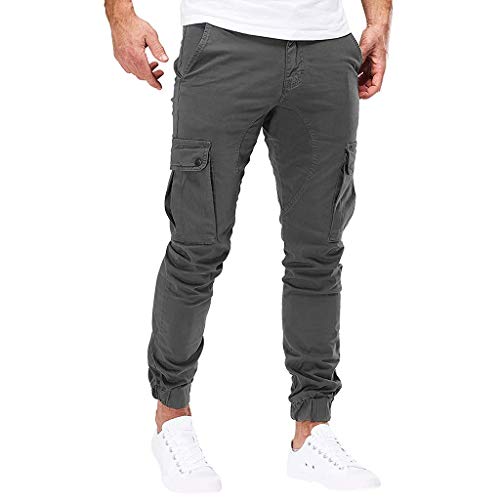 Subfamily Pantalones de Herramientas Deportivas Casuales Multibolsillos de Color Liso para Hombre Azul Marino Pocket Overol Casual Pocket Sport Work Pantalones de Pantalón Casuales Gris Oscuro XXL