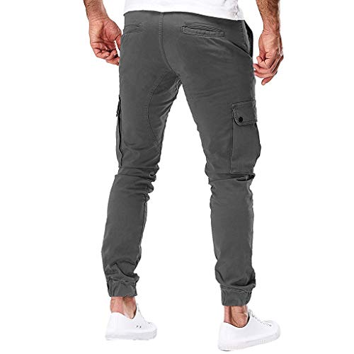 Subfamily Pantalones de Herramientas Deportivas Casuales Multibolsillos de Color Liso para Hombre Azul Marino Pocket Overol Casual Pocket Sport Work Pantalones de Pantalón Casuales Gris Oscuro XXL