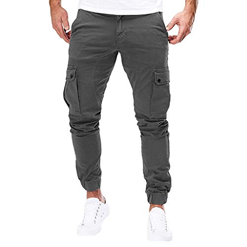 Subfamily Pantalones de Herramientas Deportivas Casuales Multibolsillos de Color Liso para Hombre Azul Marino Pocket Overol Casual Pocket Sport Work Pantalones de Pantalón Casuales Gris Oscuro XXL