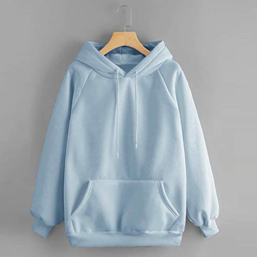 Sudadera Adolescentes Chicas Tumblr de Color Sólido con Bolsillo - Sudaderas Manga Larga Mujer Flojo Moda - Fossen Casual Sweatshirt Hoodies Suéter