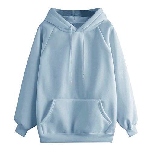 Sudadera Adolescentes Chicas Tumblr de Color Sólido con Bolsillo - Sudaderas Manga Larga Mujer Flojo Moda - Fossen Casual Sweatshirt Hoodies Suéter