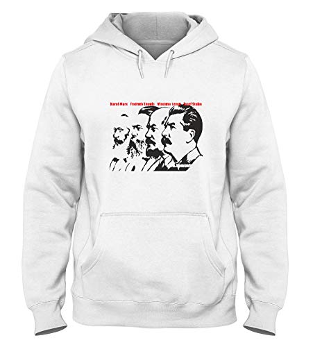 Sudadera con Capucha para Hombre Blanca TCO0076 Karl Marx Friedrich Engels Vladimir Lenin Joseph Stalin