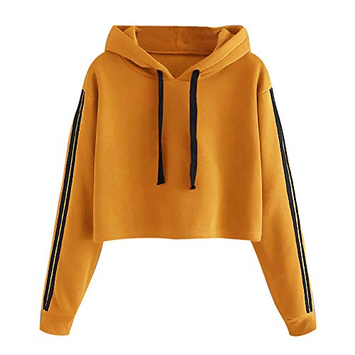 Sudaderas a Rayas Adolescentes Chicas Mujer Tumblr Sudaderas con Capucha Estampado Blusa Tops Camiseta de Manga Larga Hoodie Jersey Deportivo riou