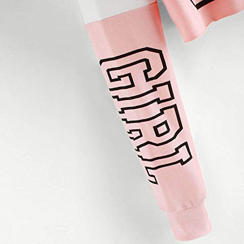 Sudaderas Adolescentes Chicas, Fossen Sudaderas Mujer Tumblr con Capucha - Emoticon Estampado Blusa Tops Camiseta de Manga Larga (Girl - Rosa, S)