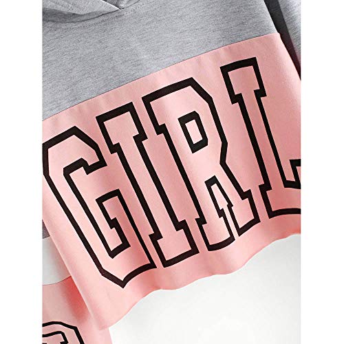 Sudaderas Adolescentes Chicas, Fossen Sudaderas Mujer Tumblr con Capucha - Emoticon Estampado Blusa Tops Camiseta de Manga Larga (Girl - Rosa, S)