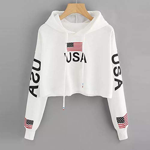 Sudaderas Cortas Adolescentes Chicas - Invierno Mujer Manga Larga Sudaderas con Capucha, Carta Brooklyn en el Pecho (Blanco - USA, Small) Sudaderas Cortas Adolescentes Chicas - Invierno Mujer Manga Larga Sudaderas con Capucha, Carta Brooklyn en el Pecho (Blanco - USA, Small)
