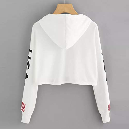 Sudaderas Cortas Adolescentes Chicas - Invierno Mujer Manga Larga Sudaderas con Capucha, Carta Brooklyn en el Pecho (Blanco - USA, Small) Sudaderas Cortas Adolescentes Chicas - Invierno Mujer Manga Larga Sudaderas con Capucha, Carta Brooklyn en el Pecho (Blanco - USA, Small)