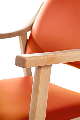 SUENOSZZZ - Silla Altea de Madera de Haya, Polipiel Color Naranja. Sillas para Comedor/Salon/habitacion | Silla geriatrica | Silla Madera | Mueble para recepcion | Silla Oficina | Sillas de Espera