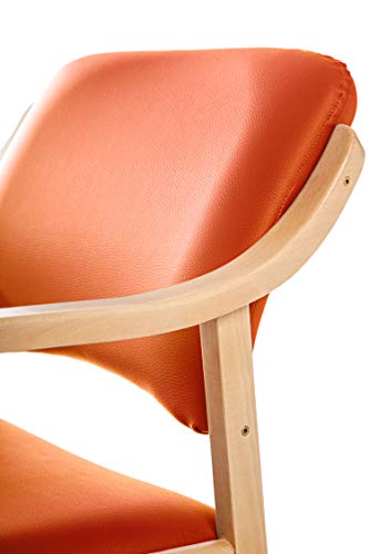 SUENOSZZZ - Silla Altea de Madera de Haya, Polipiel Color Naranja. Sillas para Comedor/Salon/habitacion | Silla geriatrica | Silla Madera | Mueble para recepcion | Silla Oficina | Sillas de Espera