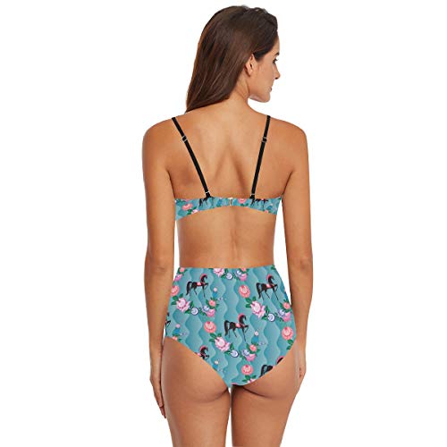 SUGARHE Traje de baño para Mujer,Fondo Vector Transparente con Patrones Rusos Populares,Conjunto de Bikini para niñas Dividido(L)