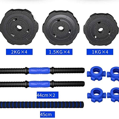 Suge 10 kg * 2 Mancuernas Set Training Bíceps Peso Desmontable de Goma Bell de Mano con Barra Conjunto Equipo casero del Ejercicio de Fitness + Biela hogar Pesas